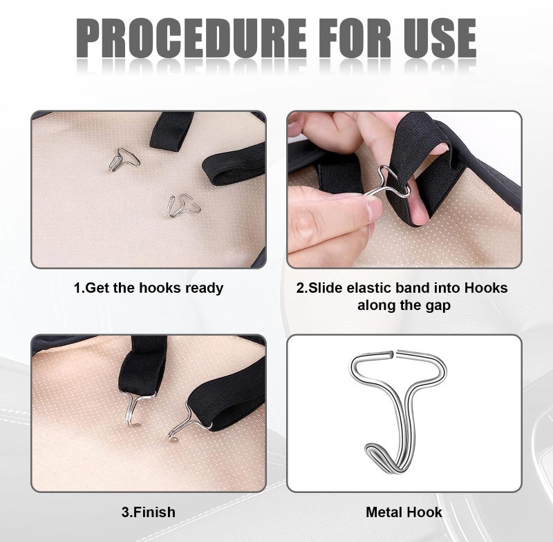 Kewucn 24PCS Car Seat Cover Plum Plate Metal Hooks, 12PCS Metal Hooks Set Locking Clip & 12PCS Plastic Auto Seat Covers Chucks, Plastic Fastener Fit Replacement Accessories for Car Seat (Black) - Image 5