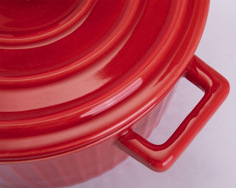 WHJY Red Colorful Ceramic Casserole Dish with Lid1 Quart Ceramic Casserole Pan for Bakeware Oven - Image 3