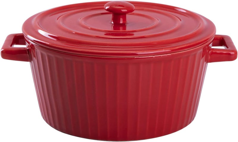 WHJY Red Colorful Ceramic Casserole Dish with Lid1 Quart Ceramic Casserole Pan for Bakeware Oven - Image 1