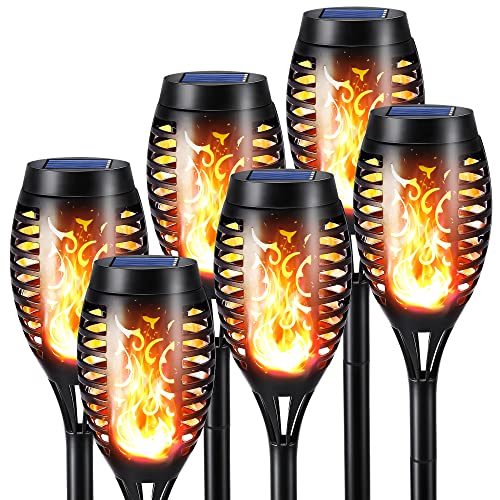 Toodour Solar Halloween Lights Outdoor, 6 Pack LED Torch Lights Flickering Flame, Waterproof Solar Outdoor Light - Landscape Decoration Lighting for Garden, Lawn, Yard, Halloween Decorations - Image 1