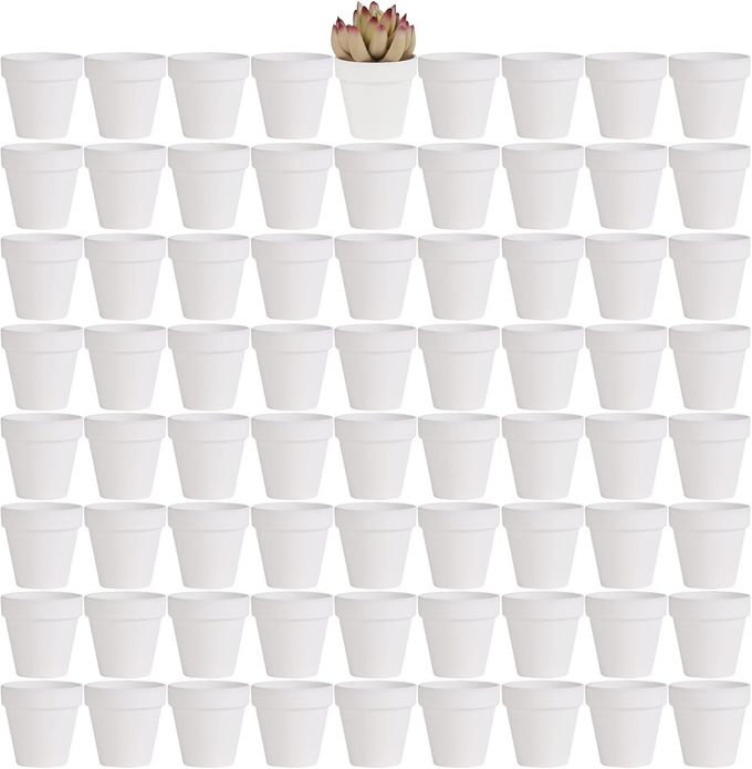 Yishang 72 pcs Small Mini White Clay Pots 25 Terracotta Pot Clay Ceramic Pottery PlanterCactus Flower Terra Cotta PotsSucculents Nursery Potswith Drainage HoleGreat for CraftsWedding Favor