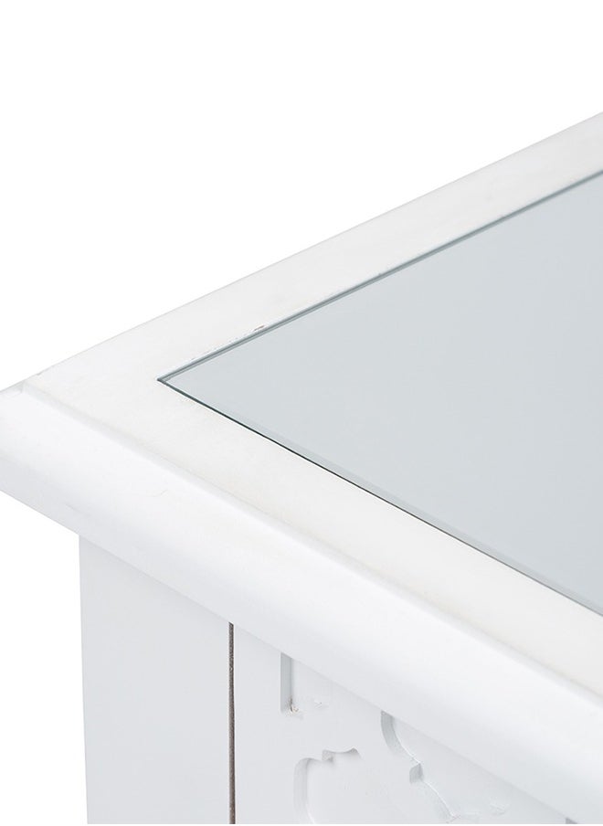 VANITY LIVING Bedside Table, 2 Drawers Modern Marrakech White Wood Mirrored Top Nightstand Bed Cabinet, Storage Sofa Side Table, End Table for Living & bedroom furniture  - Image 4