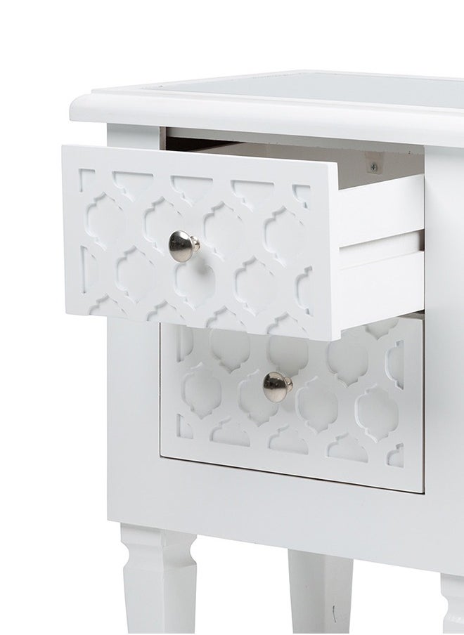 VANITY LIVING Bedside Table, 2 Drawers Modern Marrakech White Wood Mirrored Top Nightstand Bed Cabinet, Storage Sofa Side Table, End Table for Living & bedroom furniture  - Image 5