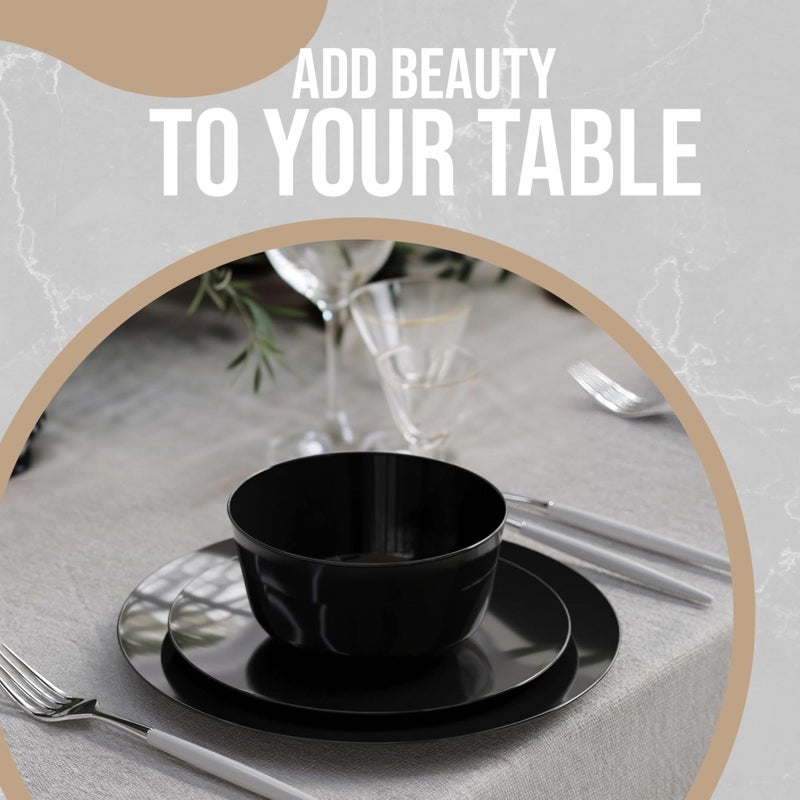 Trendables Plastic Bowls Disposable Bowls 24 Oz Bowl Set Of 20 Black Fancy Plastic Serving Dishes Perfect for Parties and Events Disposable Candy Bowl - Image 5