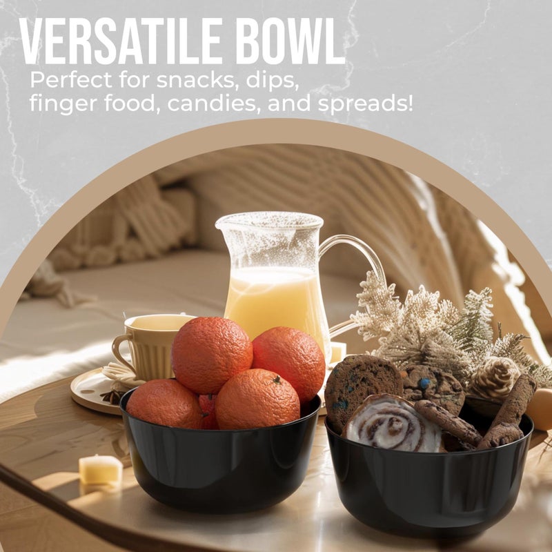 Trendables Plastic Bowls Disposable Bowls 24 Oz Bowl Set Of 20 Black Fancy Plastic Serving Dishes Perfect for Parties and Events Disposable Candy Bowl - Image 3