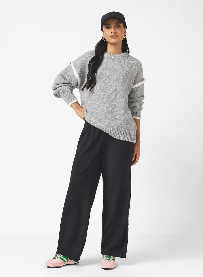 جينجر كنزة بياقة متباينة بتفاصيل كبيرة - Image 4