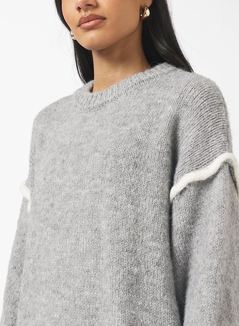 جينجر كنزة بياقة متباينة بتفاصيل كبيرة - Image 3