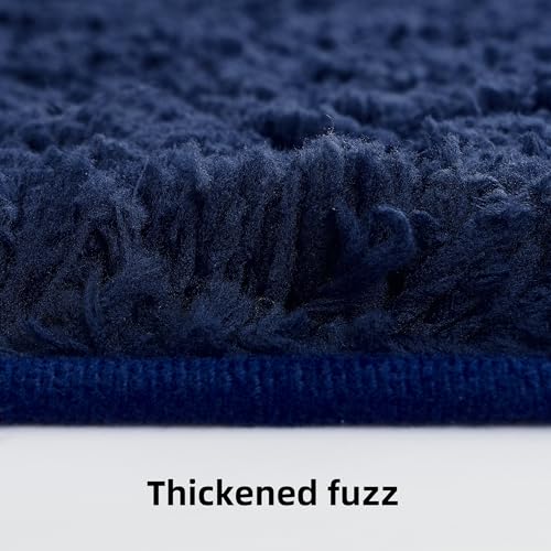WCBSTT 3 Pieces Luxury Bathroom Rug Set with U-Shaped Toilet Rug, Non-Slip Rubber Bottom, Thick Microfiber Fluffy Plush, Water absorption, Quick Dry, Ultra Soft, Bath Mats for Bathroom, Tub(Navy Blue) - Image 5