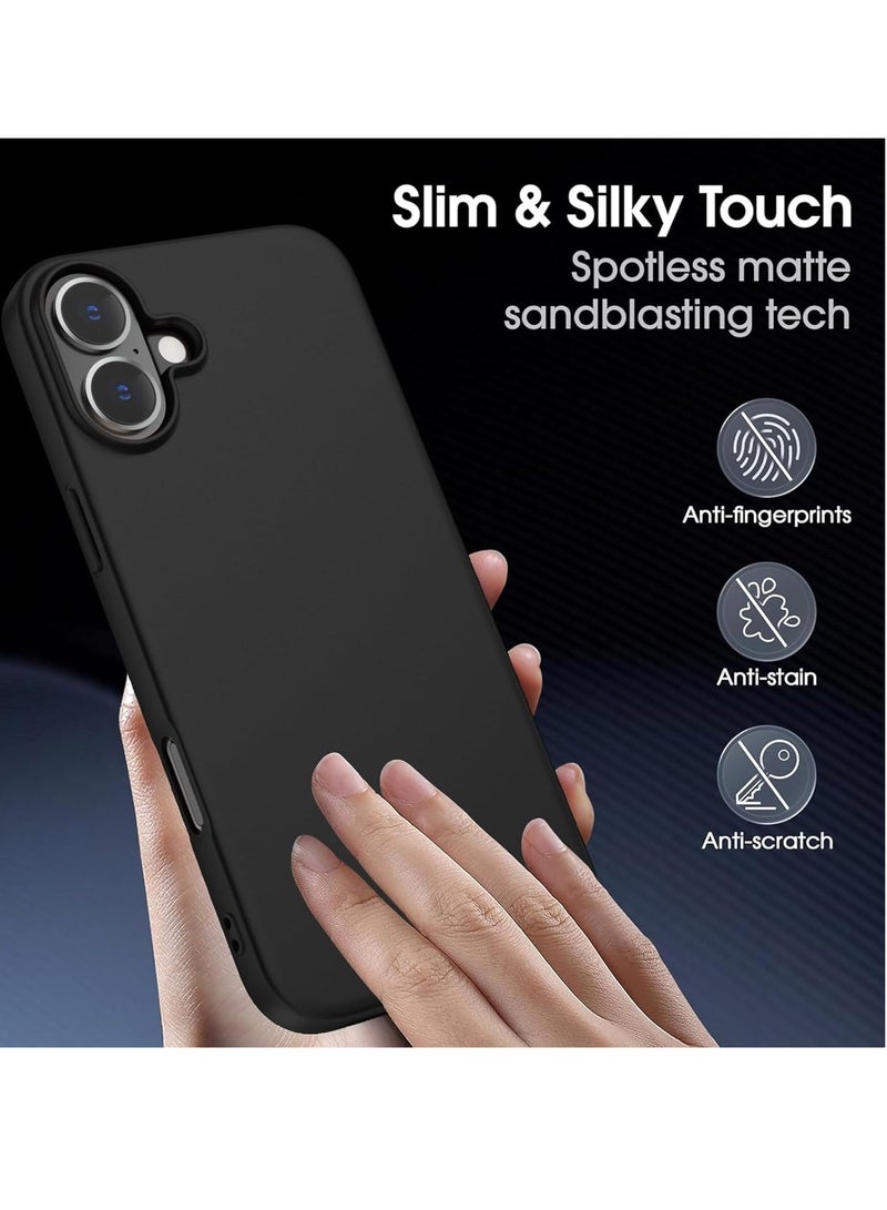 ELTRAZONE iPhone 16 Case Ultra-Thin Matte Cover with Upgraded Camera Lens & Screen Protectors – Slim Shockproof Anti-Scratch Soft Touch Case for iPhone 16, Black - Image 2