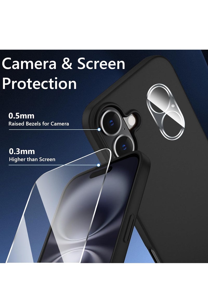 ELTRAZONE iPhone 16 Case Ultra-Thin Matte Cover with Upgraded Camera Lens & Screen Protectors – Slim Shockproof Anti-Scratch Soft Touch Case for iPhone 16, Black - Image 3