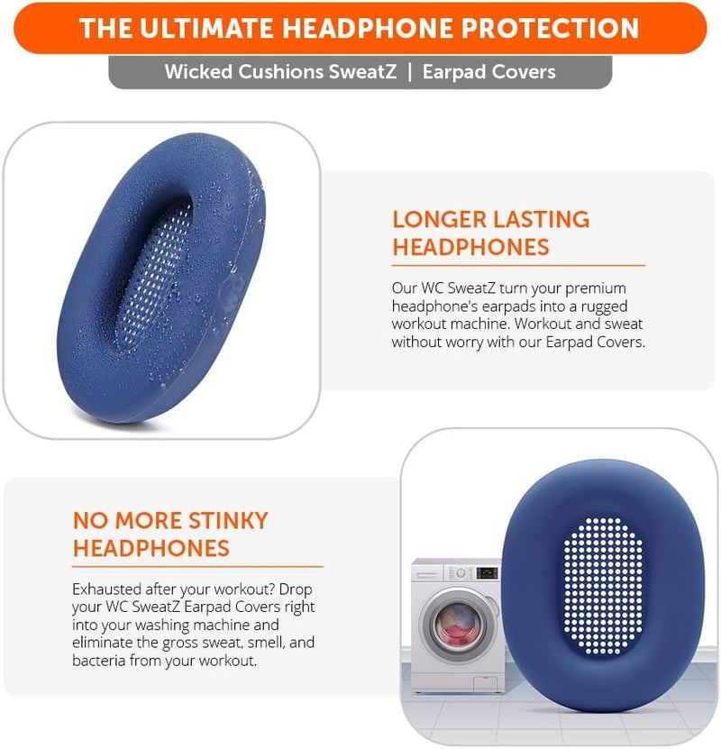 SweatZ XM5 - Protective Headphone Ear Covers for Sony WH1000XM5 by | Only Compatible with Sony XM5 Over Ear Headphones | Sweatproof & Easily Washable | Blue - Image 4