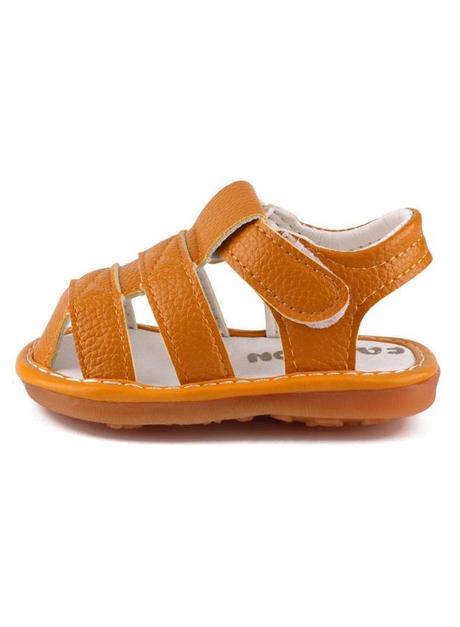 QIETION Infant Boys & Girls SqueakySandals Baby First Walkers Sandals Closed-Toe Anti-Slip Rubber Sole Shoes Yellow (Foot Length 10.5cm/4.13in) X313-YL15 - Image 3
