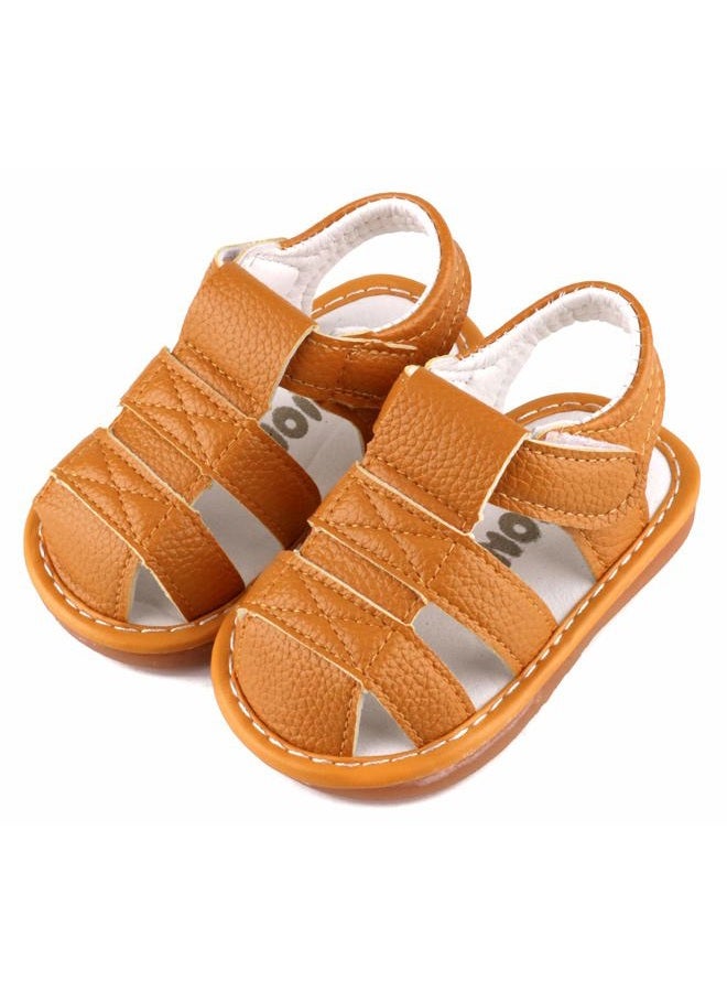 QIETION Infant Boys & Girls SqueakySandals Baby First Walkers Sandals Closed-Toe Anti-Slip Rubber Sole Shoes Yellow (Foot Length 10.5cm/4.13in) X313-YL15 - Image 2