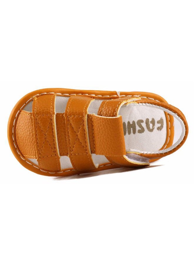 QIETION Infant Boys & Girls SqueakySandals Baby First Walkers Sandals Closed-Toe Anti-Slip Rubber Sole Shoes Yellow (Foot Length 10.5cm/4.13in) X313-YL15 - Image 4