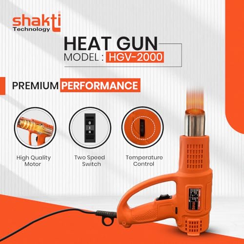 Shakti Technology - HGV-2000 W | High Speed Heat Gun with Dual Temperature 220°C - 650°C | Ergonomic Design | 5.9ft Cord – Ideal for Paint Removal, Shrink Wrapping - Image 5