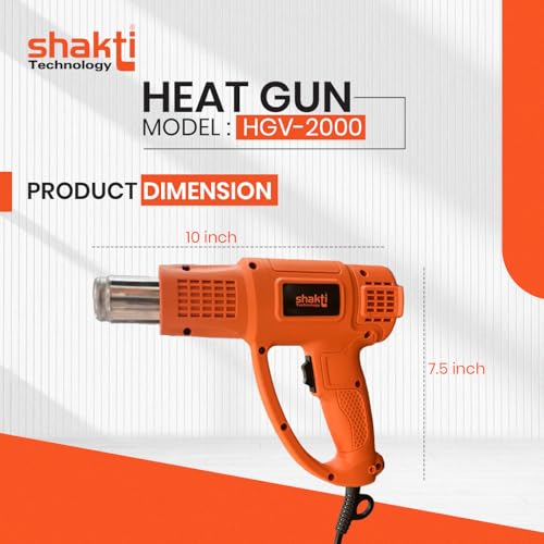 Shakti Technology - HGV-2000 W | High Speed Heat Gun with Dual Temperature 220°C - 650°C | Ergonomic Design | 5.9ft Cord – Ideal for Paint Removal, Shrink Wrapping - Image 2