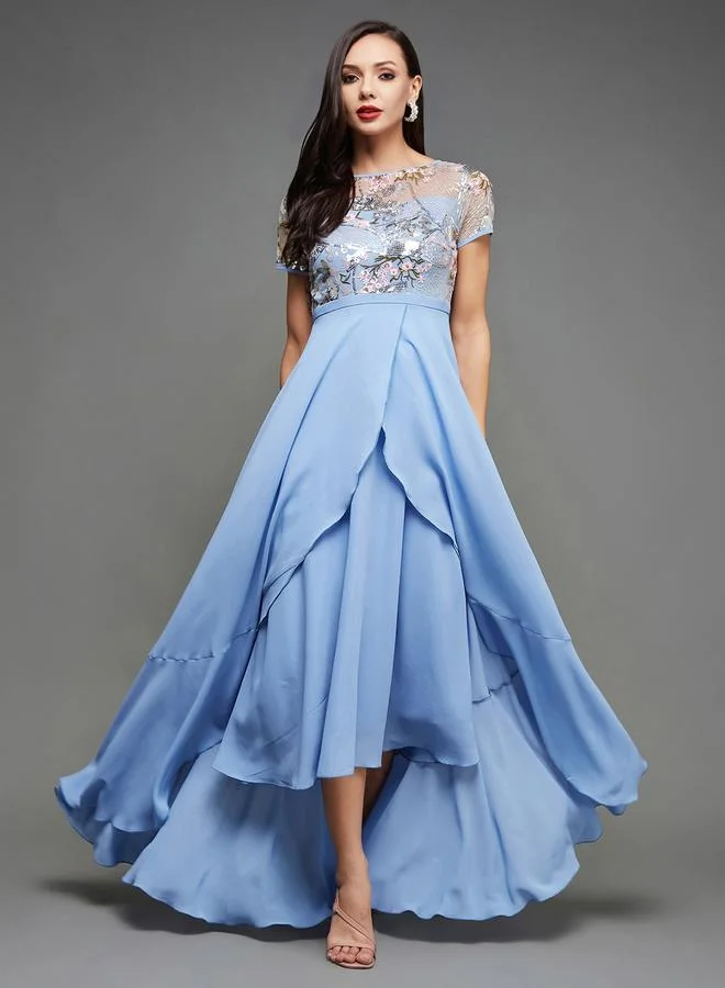 مس تشايس Miss Chase Embellished High Low Hem Midi Dress