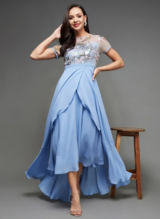 مس تشايس Miss Chase Embellished High Low Hem Midi Dress