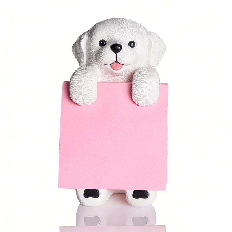 HORTIX Dog Pop-up Sticky Note Dispenser, Includes 1 Pad of 3x3 in Super Sticky Notes, 100 Sheets, Resin Cute Handmade Desk Holder for Office & Home - Image 1
