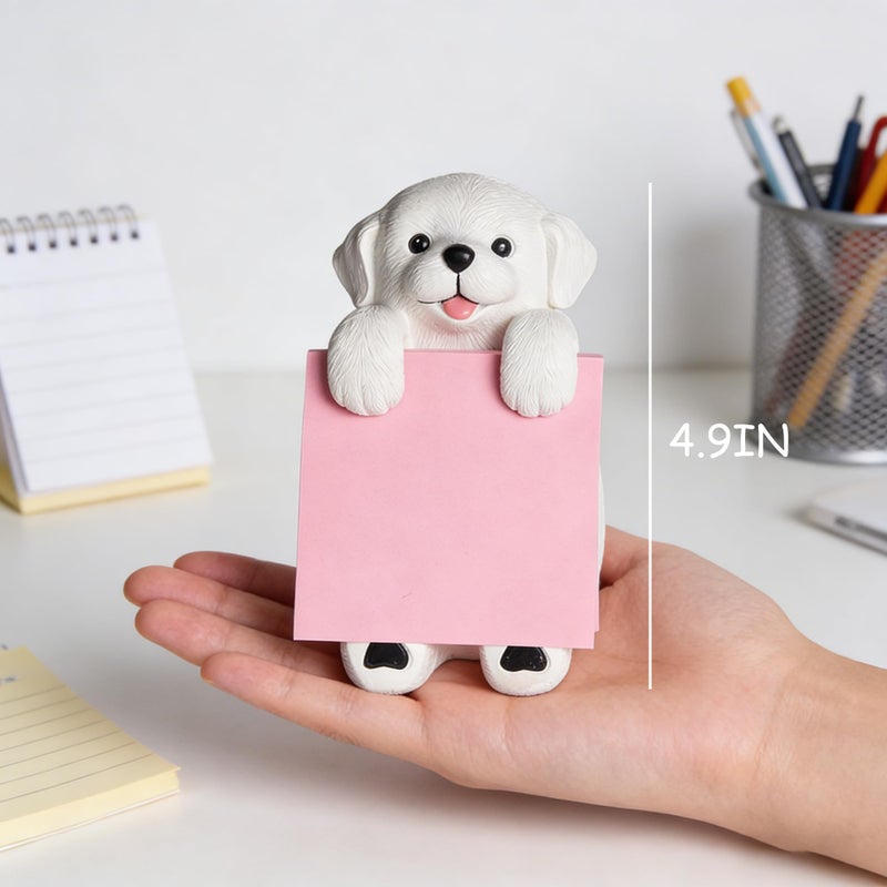 HORTIX Dog Pop-up Sticky Note Dispenser, Includes 1 Pad of 3x3 in Super Sticky Notes, 100 Sheets, Resin Cute Handmade Desk Holder for Office & Home - Image 2