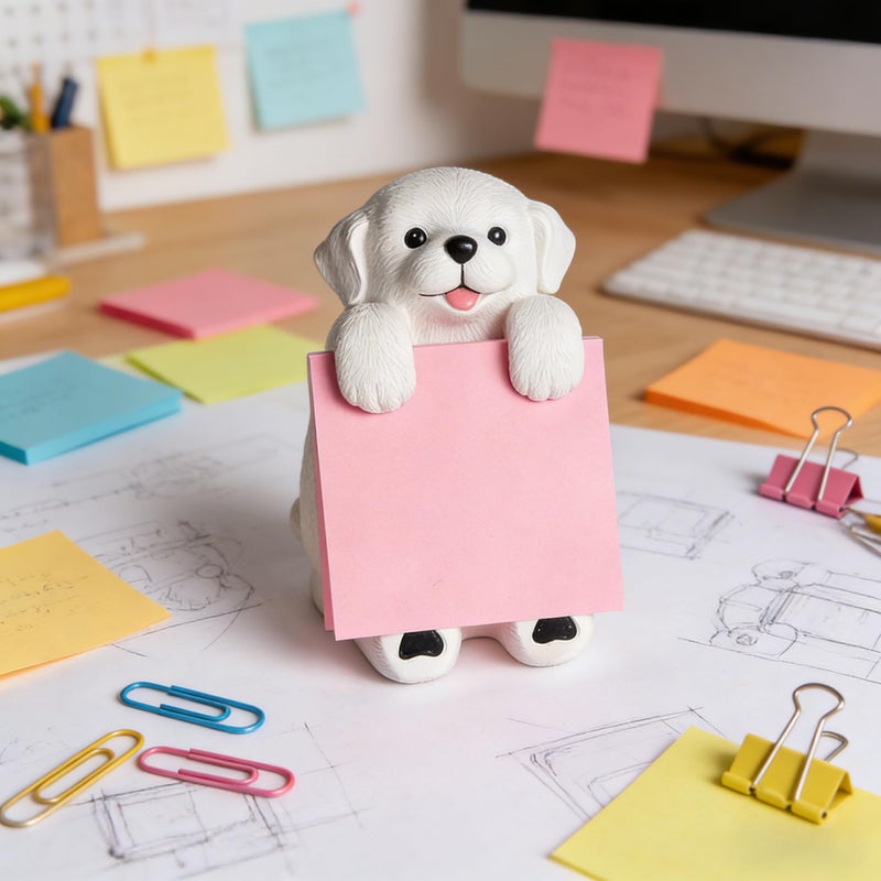 HORTIX Dog Pop-up Sticky Note Dispenser, Includes 1 Pad of 3x3 in Super Sticky Notes, 100 Sheets, Resin Cute Handmade Desk Holder for Office & Home - Image 3