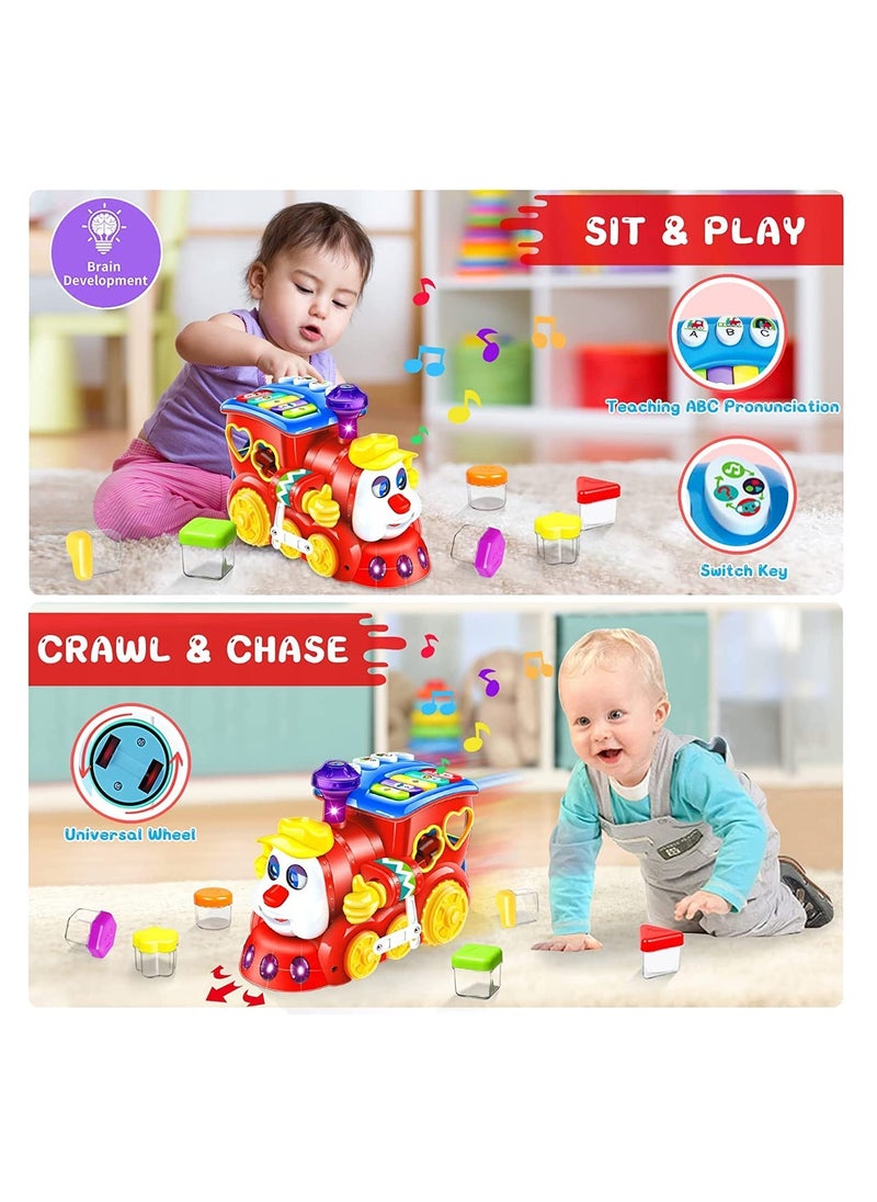 BAYBEE Electronic Musical Train Toys For Kids, Baby Toy Electric Train With Music Light Piano Fruit Shape Sorting Toys Learning Educational Toy Train Musical Toys For Baby Toddlers 1+Years Boy Girl  - Image 2