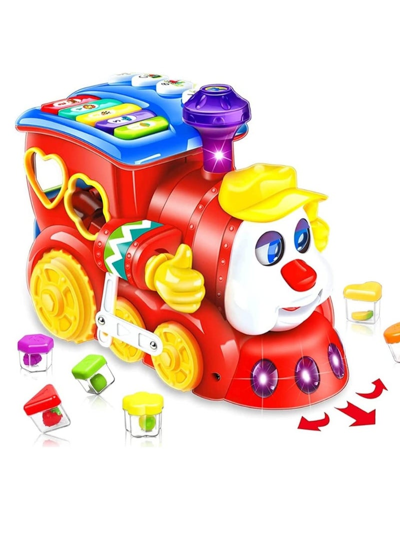 BAYBEE Electronic Musical Train Toys For Kids, Baby Toy Electric Train With Music Light Piano Fruit Shape Sorting Toys Learning Educational Toy Train Musical Toys For Baby Toddlers 1+Years Boy Girl  - Image 1
