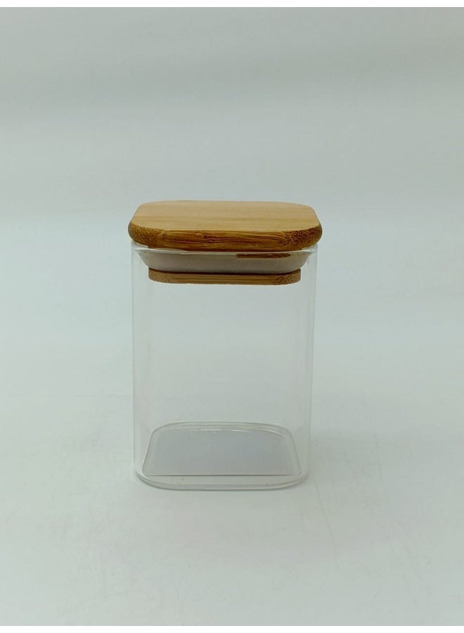 Genaric برطمان تخزين زجاجي مربع مع غطاء من الخيزران - غلق محكم