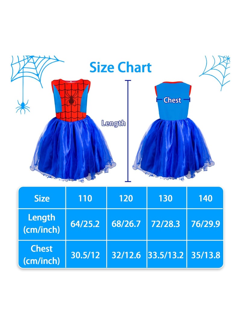 Y&D - Princess Spider Costumes for Girls with Hero Mask Gohst Kids Fancy Dress Outfit Carnival Masqurade Party 130CM 6 to 7 Years Old - Image 1