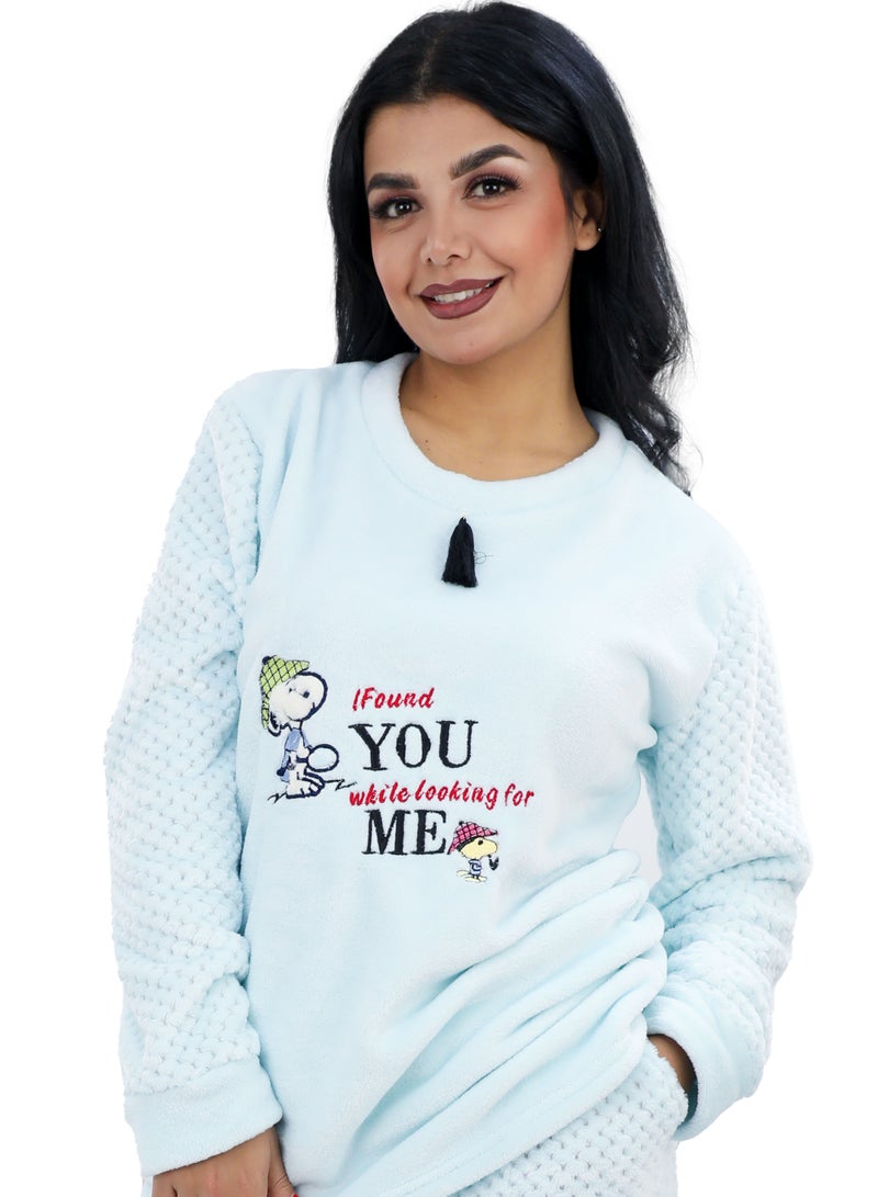Dadoush Women's casual fur pajama, super soft material for added warmth and elegance  - Image 2