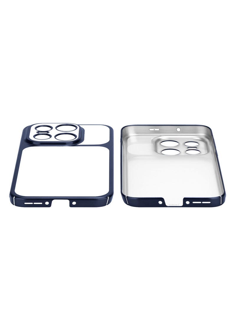 CATANES Electroplated PC Case for OnePlus 15 - Raised Camera Guard and Shock-Absorbing Edges - Clear - Side Blue - Image 4