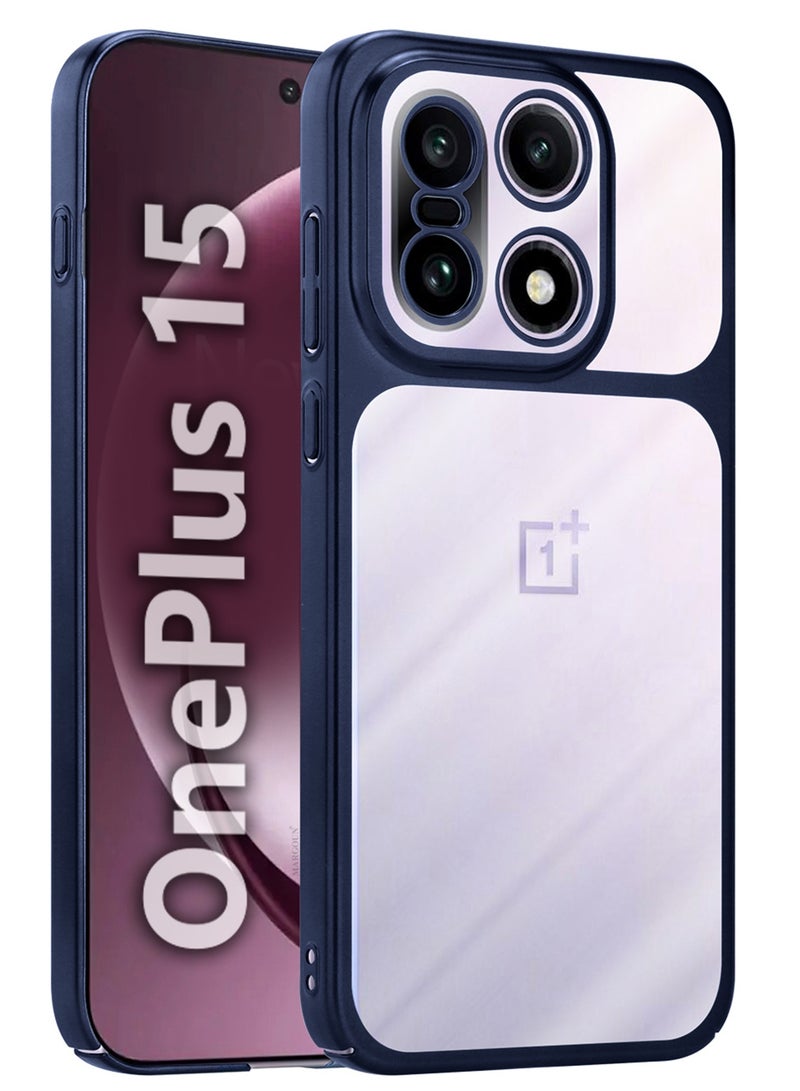 CATANES Electroplated PC Case for OnePlus 15 - Raised Camera Guard and Shock-Absorbing Edges - Clear - Side Blue - Image 1
