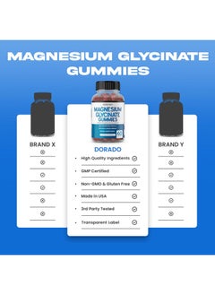 DORADO NUTRITION Magnesium Glycinate Gummies 600mg (60mg of Elemental Magnesium Provided by 600mg of Magnesium Glycinate) Magnesium Gummies - Pure Magnesium Glycinate Gummies for Adults - 60 Vegan Gummies - USA Made  - Image 5