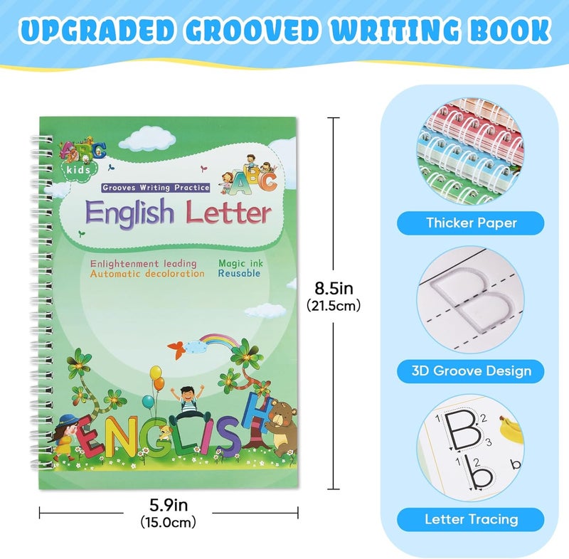 ASIGN Magic Ink Copybooks for Kids Reusable Handwriting Workbooks for Preschools Grooves Template Design and Handwriting Aid (4) - Image 3