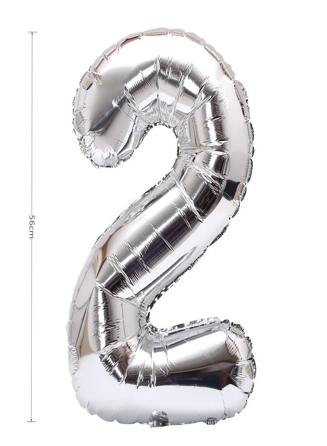YPSelected 32 Inch Large Foil Helium Number Balloon Birthday Wedding Party 0-9 (Silver, 2) - Image 3