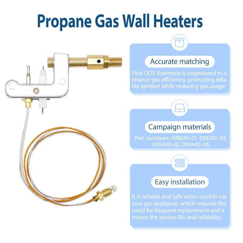 ActyGo Replacement Vent Free Propane Gas Wall Heaters Pilot ODS 120630-02 fits Vanguard Comfort Flame Glo-Warm Cozy Heat Kozy World Pro Com Desa International etc - Image 1