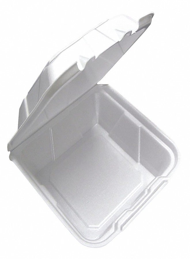 YTD199010000 Pactiv 9x9x3.5 White Foam Hinged Dual Tab Container 1 Compartment 150 per case