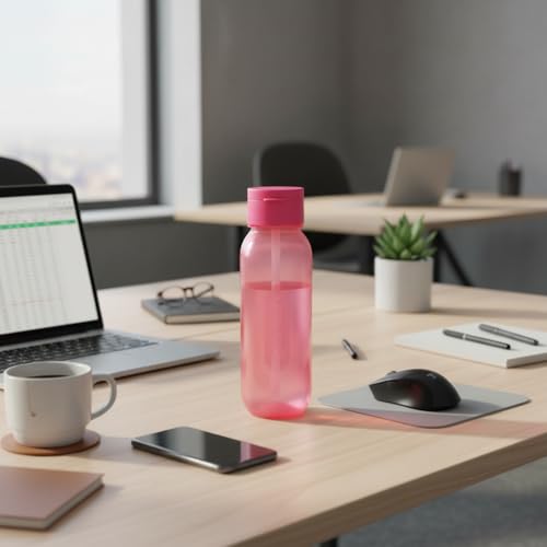 Gluman 500 ml Leak proof Plastic Claro Mini Spout Water Bottle Set of 3 | Flip-Top Spout Lid Plastic | Anti-Bacterial & BPA Free | 100% Food Grade | Ideal for Gym, Travel, School, Office, Kids - Pink - Image 5