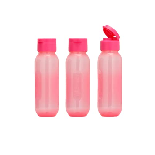 Gluman 500 ml Leak proof Plastic Claro Mini Spout Water Bottle Set of 3 | Flip-Top Spout Lid Plastic | Anti-Bacterial & BPA Free | 100% Food Grade | Ideal for Gym, Travel, School, Office, Kids - Pink - Image 1