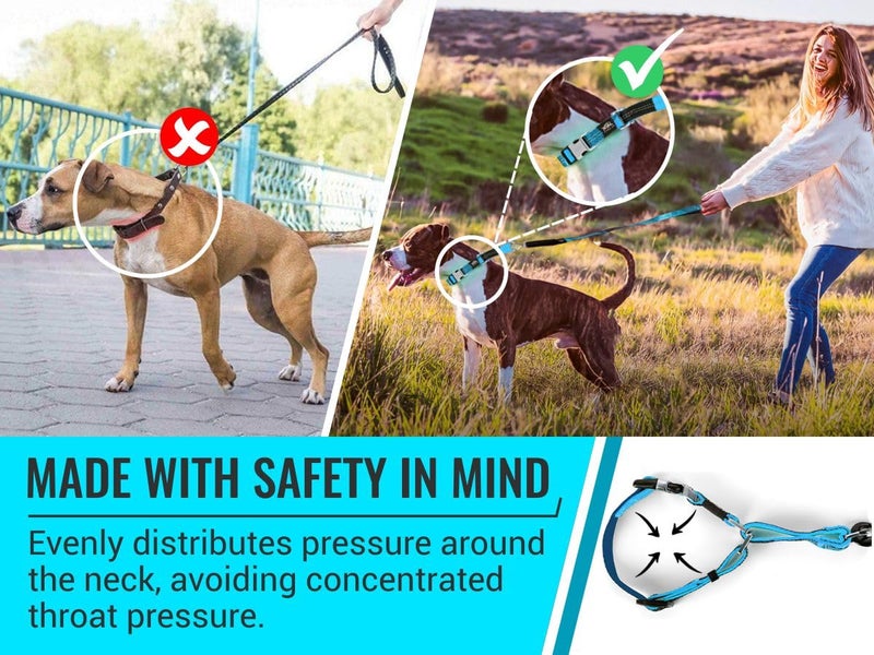 JAX PLANET Blue Martingale Collar for Dogs - Heavy Duty Nylon Pet Collars for Escape-Free, No Pull Training & Walking with Alloy Metal Release Buckle & Reflective D Ring, One Time Adjustment, Safe & Secure, C2 - Image 5
