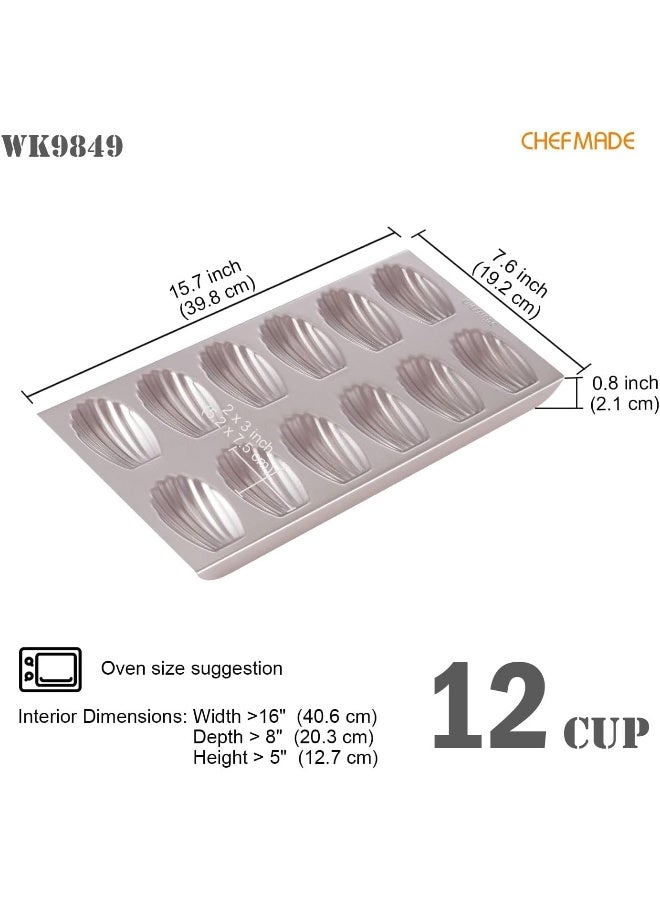 CHEFMADE WK9849 12 Cup Non-Stick Madeleine Cake Pan - Image 2
