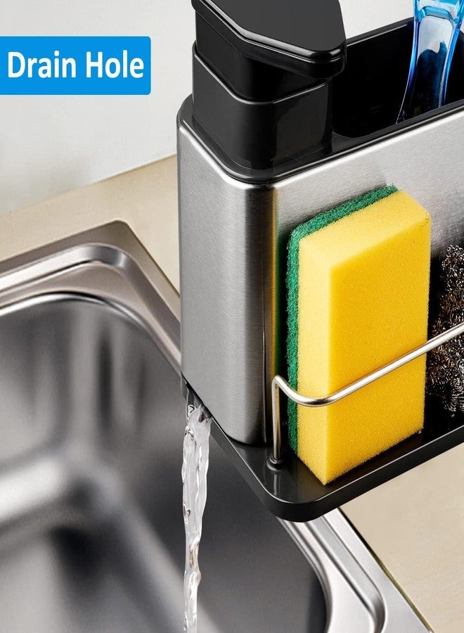 ZIPRON Soap Dispenser for Kitchen Sink, 3-in-1 Sponge Holder for Kitchen Sink Caddy, Stainless Steel Kitchen Sink Organizer Tray Drainer Rack, Rustproof Dish Soap Dispenser Brush Holder Countertop - Image 4