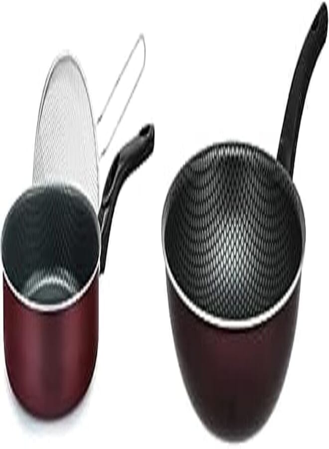 Trueval frying pan with frying net - dark red + Trueval deep frying pan 28 cm- dark red
