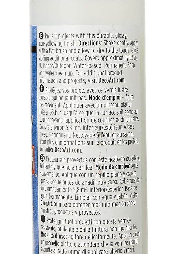 DecoArt DuraClear Gloss Varnish - 8 Ounce Polyurethane Finish for Arts & Crafts - Image 2