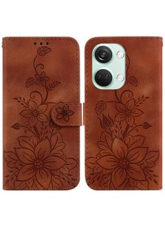 Case Cover For For OnePlus Nord 3 Lily Embossed Leather Phone Case(Brown)
