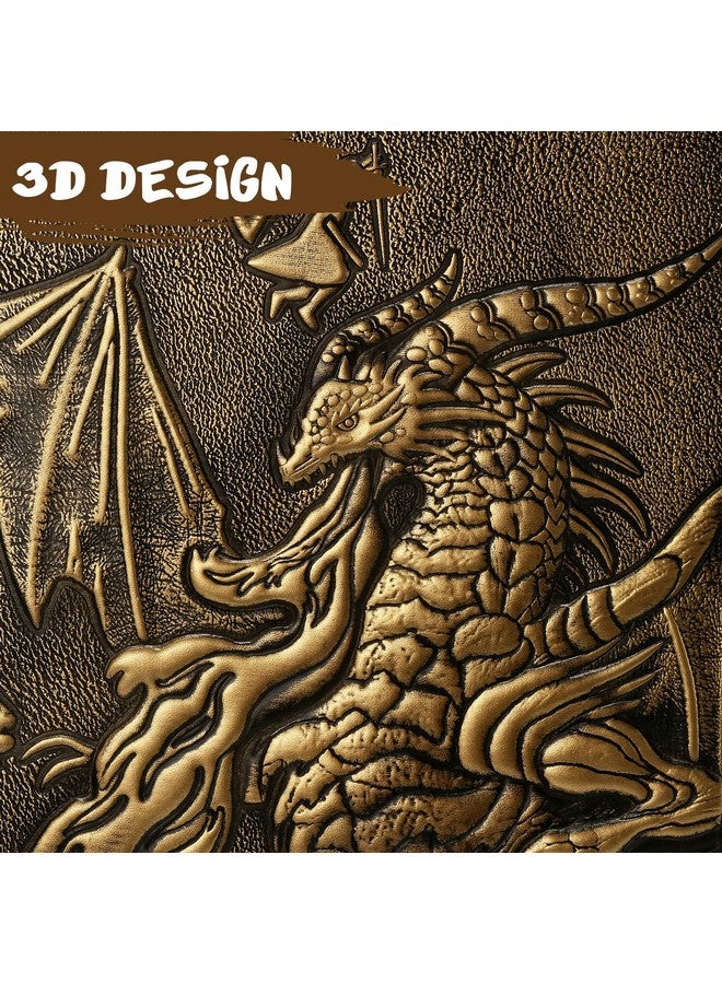 DNDND DND Dungeons Master Screen, DNDND Faux Leather 3D Embossed Four-Panel with Pockets for DND Dungeons and Dragon Tabletop Game (Brass) - Image 4