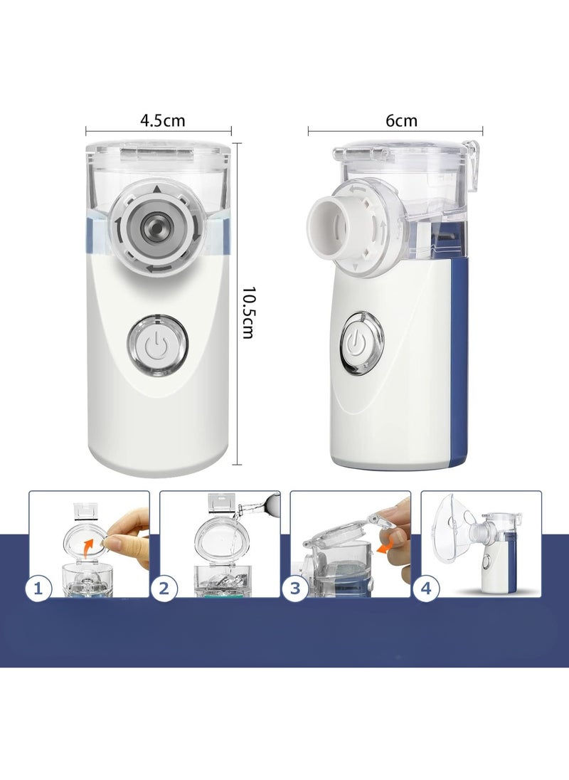 Generic - Portable Inhaler Device for Adults & Children – Rechargeable via USB or Battery – Nebulizer with Face Mask & Mouthpiece – Automatic Cleaning – Blue - Image 1
