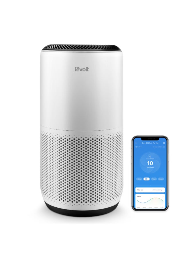 LEVOIT Air Purifiers with Plasma for Home Bedroom 90m², CADR 433m³/h, Alexa Enabled, H13 HEPA Filter with PM2.5 Intelligent Air Quality Sensor, Removes 99.97% Pollen Allergy Dust Smoke Pet, Auto Mode core 400s Pro White - Image 1