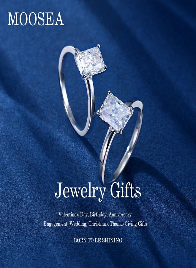 MOOSEA 2CT Moissanite Rings for Women, Radiant Cut Lab Created Moissanite Ring 925 Sterling Silver Moissanite Engagement Rings for Women Wife Moissanite Wedding Rings for Her - Image 2