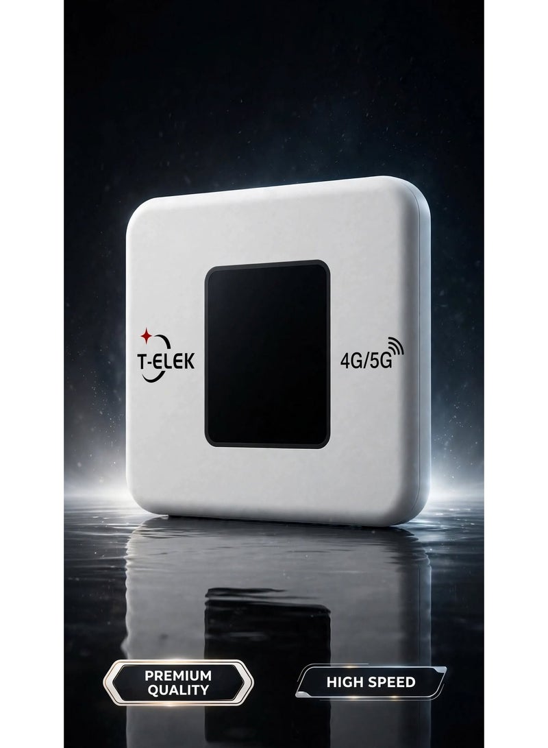 T-ELEK TM9 WiFi 6 5G LTE Wireless Modem WiFi Pro, 300Mbps Portable WiFi Router, 3000mAh Rechargeable Battery, LCD Display, Type-C Charging, 4G/5G Mobile Hotspot for Travel & Home white - Image 4
